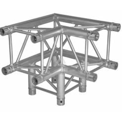 A silver metal truss cube structure typically used in construction or stage design, isolated on a white background.