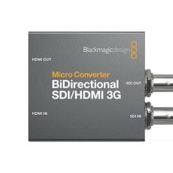 A blackmagic design micro converter bidirectional sdi/hdmi 3g, with hdmi and sdi ports displayed, used for converting signals between sdi and hdmi formats in high definition.