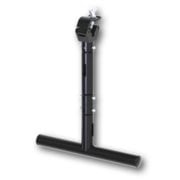 Black vertical microphone stand with a tripod base.