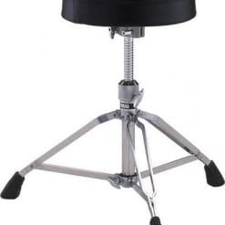 Adjustable round seat drum throne with tripod base.