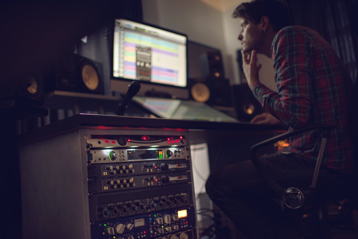 audio rack in recording studio