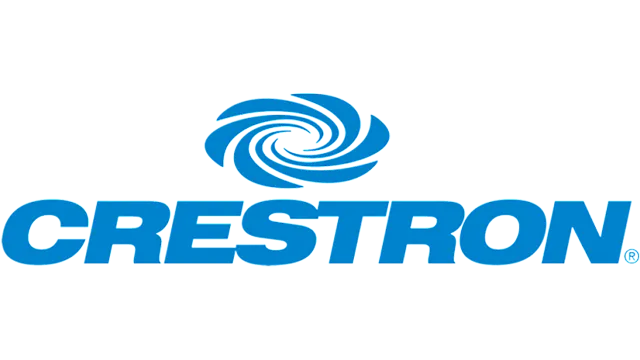 The image shows the logo of Crestron, which is a company known for providing advanced control and automation systems for homes, offices, schools, hospitals, hotels, and AV venue installations. The logo